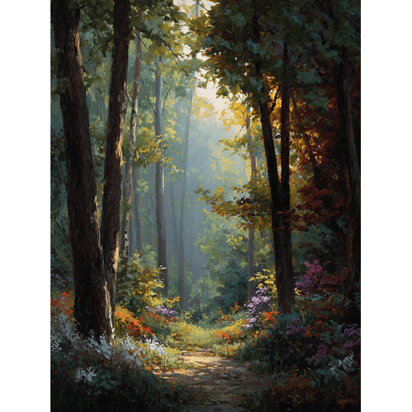 Qisvanset Forest Path Oil Painting Canvas Print 15.75x11.81 Inches