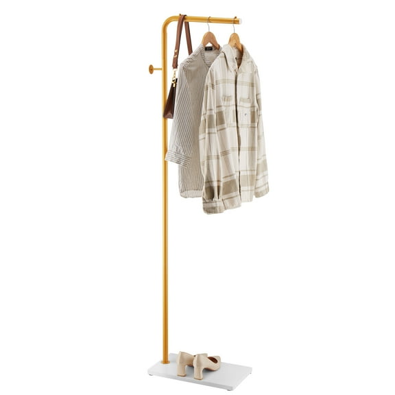 VEVOR Coat Rack, Freestanding Coats Rack Stand with Quartz Stone Base & 3 Round Hooks, Free Standing Hall Coat Tree for Entryway, Bedroom, Living Room, Stylish Clothes Hanger Stand for Coats, Hat,Bag