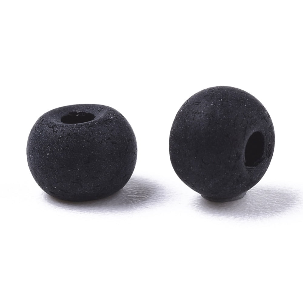 1bag Frosted Colours Glass Beads Opaque Colours Round Black 4x3mm Hole: 1mm about 4500pcs/bag