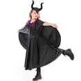 thumbnail image 3 of IBTOM CASTLE Kids Girls Witch Costume Handmade Knitted Tulle Dress Evil Queen Dress up Costume for Halloween Carnival Cosplay 5-7 Years Black 3pcs, 3 of 8