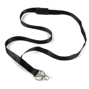 Essentials Brand Unisex Adult Black Polyester Ribbon Lanyard, 19" Long