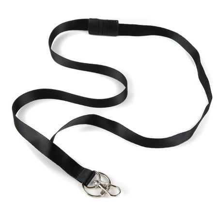 Essentials Unisex Adult Black Polyester Ribbon Lanyard, 19" Long, hook and keyring