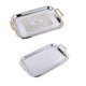 thumbnail image 4 of Bandeja para servir de acero inoxidable de estilo nórdico europeo con asas, elegante y rectangular para café, plato de exhibición de postres, decoración del hogar, L, plata Feliz Sencillez, 4 of 5