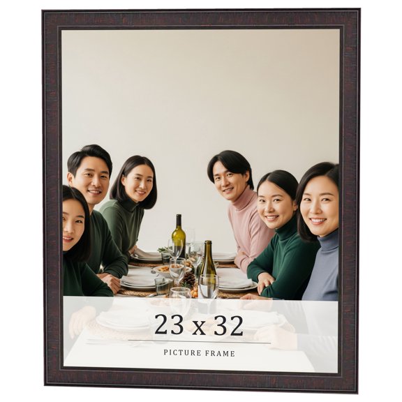 23x32 Rustic Brown Real Wood Picture Frame Width 0.75 inches | Interior Frame Depth 0.5 inches |