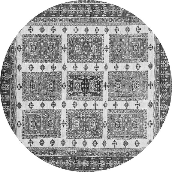Ahgly Company Indoor Round Abstract Gray Modern Area Rugs, 4' Round
