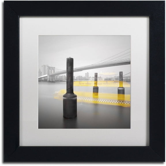Trademark Fine Art "New York Water Taxi" Canvas Art by Moises Levy White Matte, Black Frame