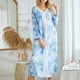 thumbnail image 2 of Mujer Cuello En V Manga Larga Impreso Dividido Camisón Ropa De Dormir Ropa De Dormir Suave Cómodo Vestido De Dormir Tipo 2 M, 2 of 7