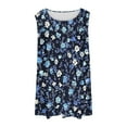 thumbnail image 5 of ITSAME Women's Plus Size Tank Tops, Floral Prints Round Neck Sleeveless Summer Casual Loose Blouse Blue 3XL, 5 of 6