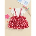 thumbnail image 4 of Suealasg 4th of July Kids Girls Outfits 1T 2T 3T 4T 5T Child Girls Short Sleeve T-Shirts Stars Print Suspender Skirts 2Pcs Little Girls Summer Independence Party Clothes Set, 4 of 8