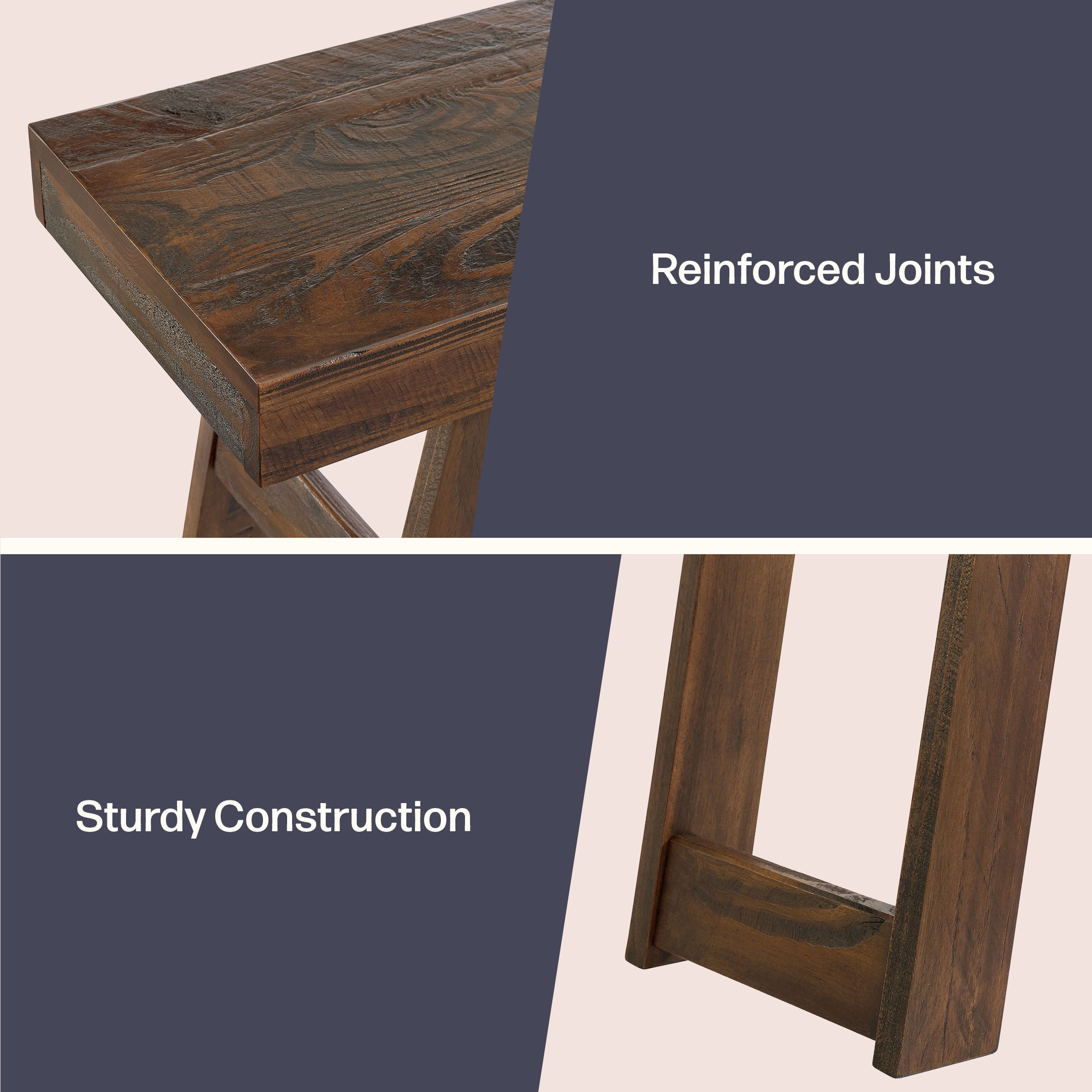 Alaterre Furniture Classic Solid Wood Console Table - 56in Modern Farmhouse Entryway Table, Oak