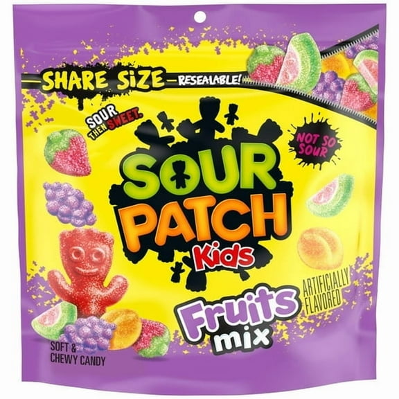 SOUR PATCH KIDS Fruits Mix Soft & Chewy Candy, Share Size, 11.03 oz pack of 1