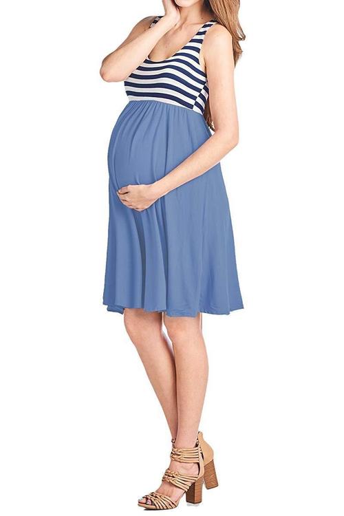 Medium, Black//Burgundy Beachcoco Womens Maternity Contrast Color Knee Length Dress