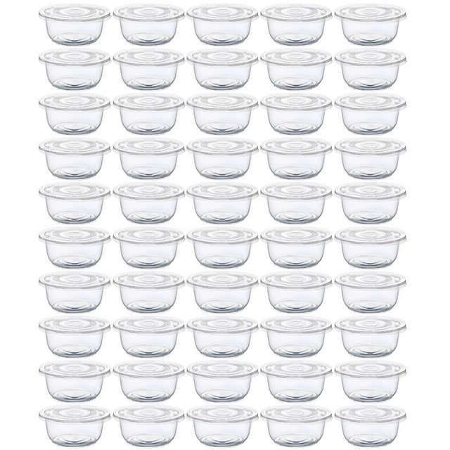 Coofit 50 Pcs Bol Jetable 12.17oz Bol en Plastique Contenant de Rangement en Argile avec Couvercle