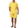 thumbnail image 2 of INSPIRE CHIC Polka Dots Hawaiian Set for Men's Short Sleeves Summer Shirts 2 Pieces Suit S Yellow, 2 of 5
