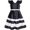 Black, variant on Girls Dress Navy Blue V-neckline Ribbon Color Contrast 6