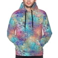 thumbnail image 2 of Bingfone blue pink colorful cracked texture Men's Drawstring Hoodie Long Sleeve Pocket Sweatshirts-Large, 2 of 6
