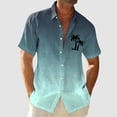 thumbnail image 2 of Wyzesi Red Shirt Men Short Sleeve Men Short Sleeved Fashionable Color Gradient Printed Coconut Tree Pattern Men Seaside Beach Shirt Striped Shirt Dress Men Button Down, 2 of 5