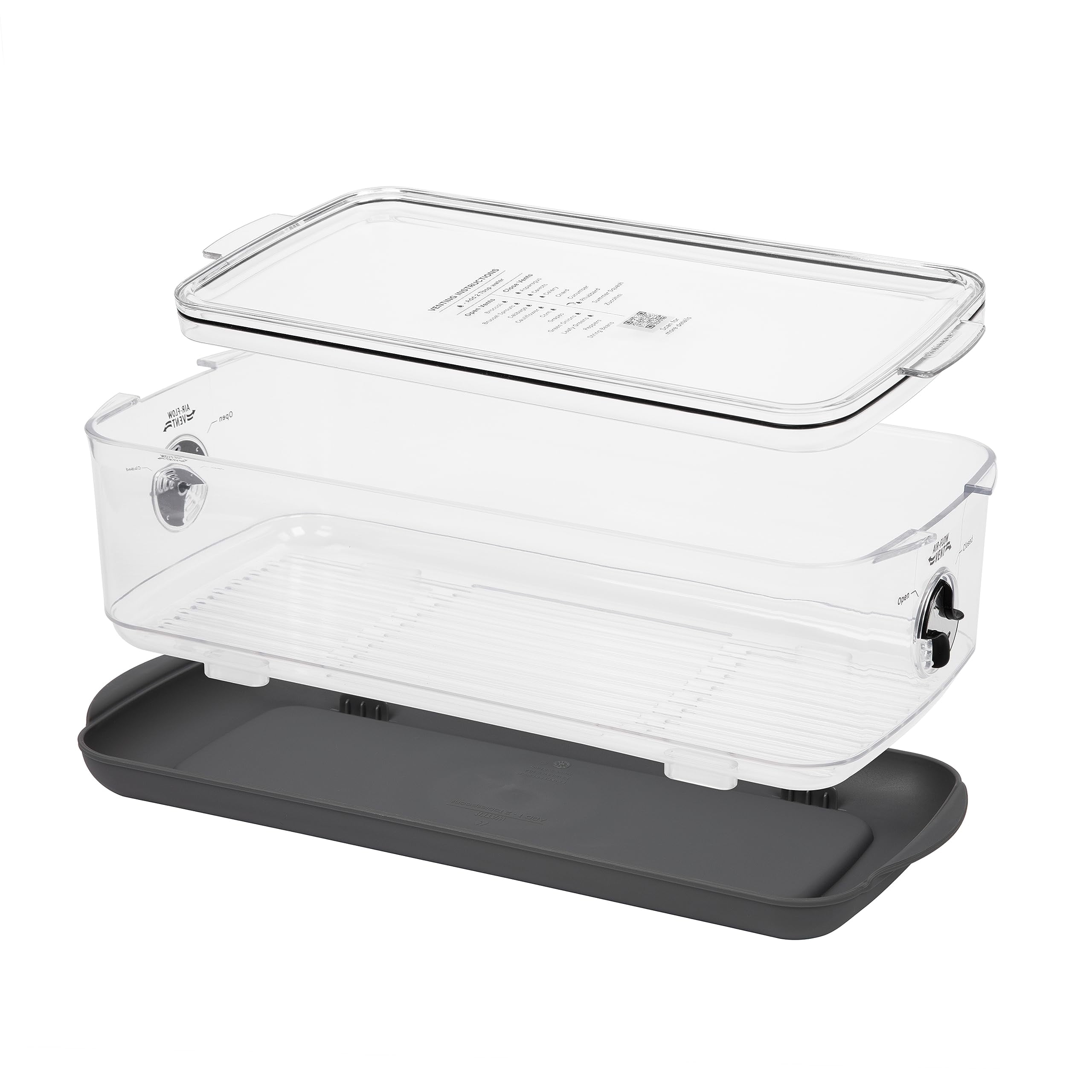 ProKeeper+ by Progressive Stackable Produce ProKeeper Storage Container with Stay-Fresh Vent System (PKS-917 (5.7qt Long Produce))
