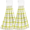 thumbnail image 2 of SKYSONIC 2 Pcs Hanging Hand Towels, Soft Absorbent Cute Tulip Checked Towel for Kitchen Bathroom, 12"x17", 2 of 7