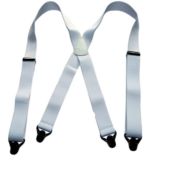 Holdup Brand Classic Series Basic White X-back Suspenders With Black Gripper Clasps