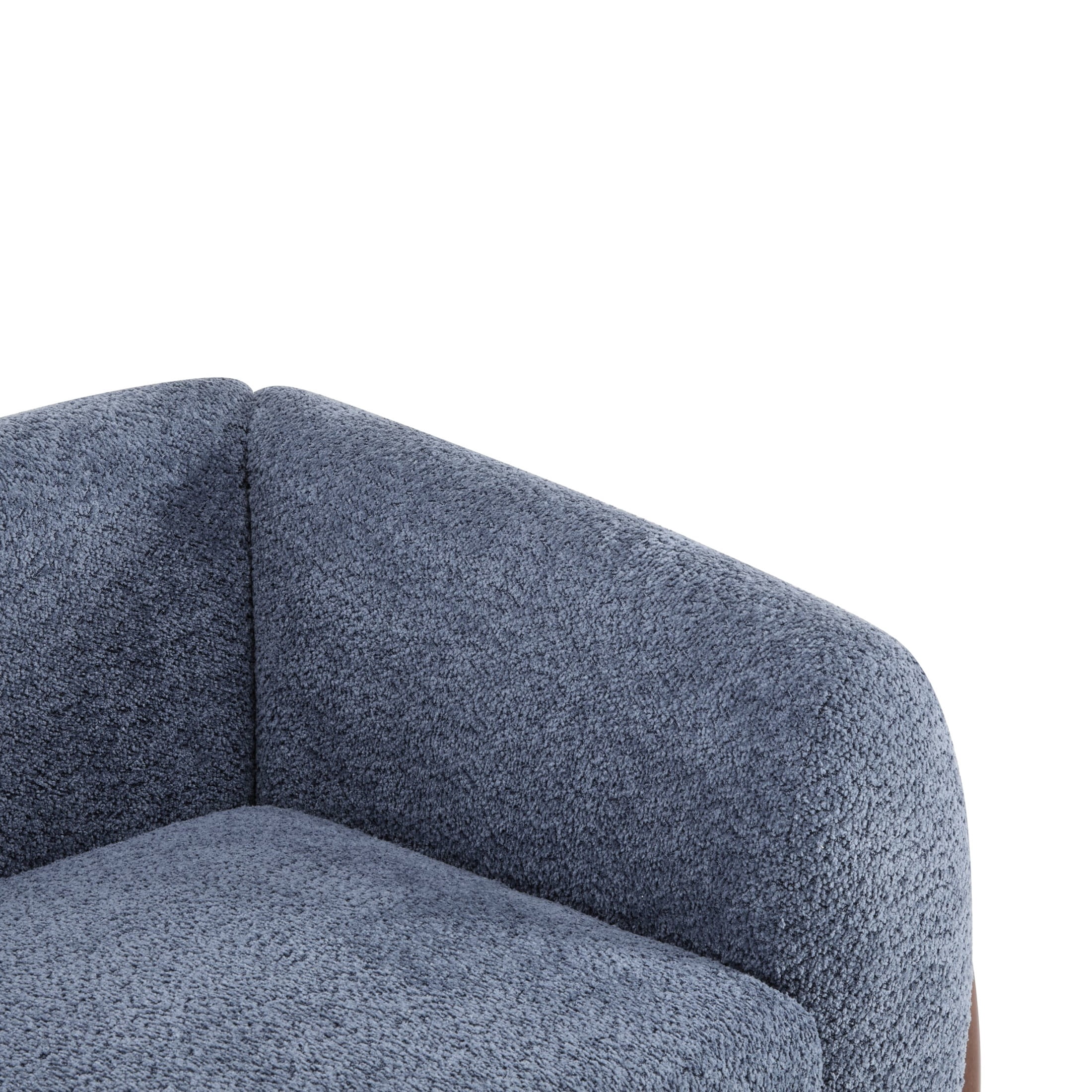 Christopher Knight Home 82" Boucle Sofa, 3-Seater Faux Sherpa Couch with Wood Legs & Curved Design, Navy Blue