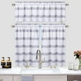 thumbnail image 2 of Stripe Pattern Kitchen Valances for Window,Waffle Weave Textured Valance Curtains for Kitchen Cafe Windows Home Decor Bathroom Window Curtains, 30"x45",1 Set,Navy Blue and White, 2 of 7