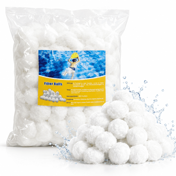 HandyJoy 1.54 lbs Pool Filter Balls for Sand Filter Pumps, Reusable White Filter Balls – Replaces 50 lbs Sand, 3-5 Micron Filtration, Lightweight & Eco-Friendly