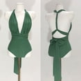 thumbnail image 5 of QHFBli Women's Plunge One Piece Bathing Suit Deep V Neck Swimsuits Crisscross Wrap Tie Monokini High Waisted Swimwear, 5 of 6