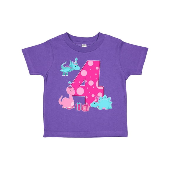 Inktastic Dinosaur Party-fourth Birthday Girls Toddler T-Shirt