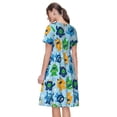 thumbnail image 2 of Bixox Robe d'Été à Manches Courtes pour Femmes Robe Ample Longueur Genou avec Poches-Monstre Dessin Animé, 2 of 7