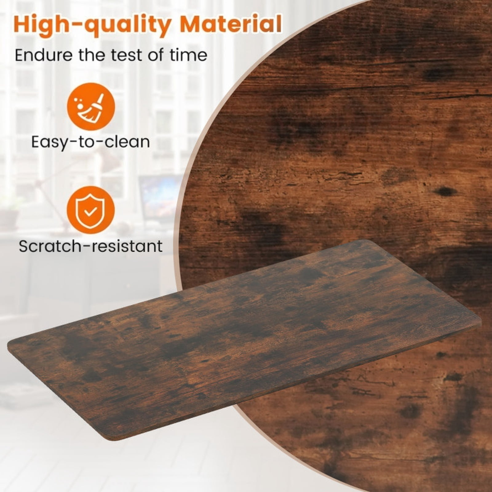 Furnibear Desk Tabletop for Standing Desk, 48 x 24 Inch One-Piece Engineered Wood Desktop for Computer Desk Workbench Bar Table, Rustic Brown
