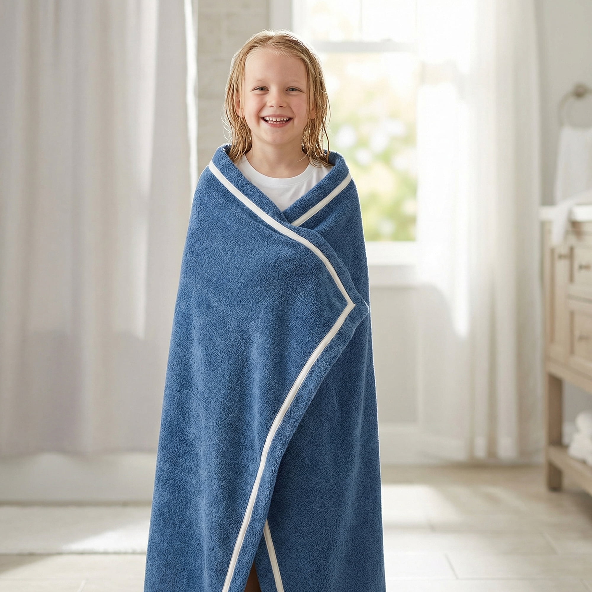Unique Bargains Ultra Soft Absorbent Coral Fleece Towel 2 Pack Dark Blue 63"x31"