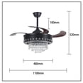 thumbnail image 4 of KPIBEST Crystal Chandelier Fan 42" Dimmable Fandelier Modern Black Ceiling Fans with Lights and Remote for Bedroom Dining Room Living Room, 3 Light Color, 4 of 9