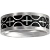 Men's Black and White Cross Ring in Stainless Steel