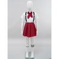 thumbnail image 2 of MSemis Kids Girls School Uniform Outfits Shirt Tops with Suspender Skirt and Bow tie Socks Full Set Type B Burgundy 7-8, 2 of 7