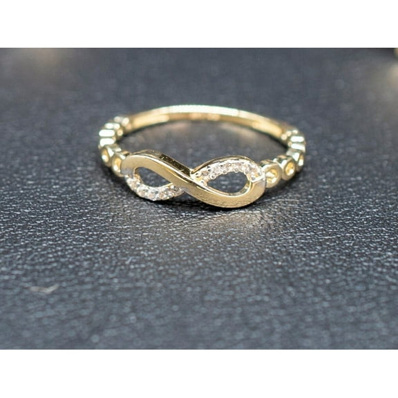 14k Real Solid Yellow Gold Infinity Ring, 14k Solid Gold Women Dainty Ring, Infinity Symbol Gemstone Gold Ring for Women, Gift, Gold Ring (Ring size:6 1/2;)