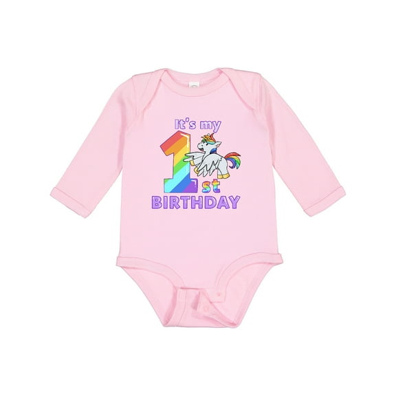 Inktastic It's My 1st Birthday Unicorn Boys or Girls Long Sleeve Baby Bodysuit