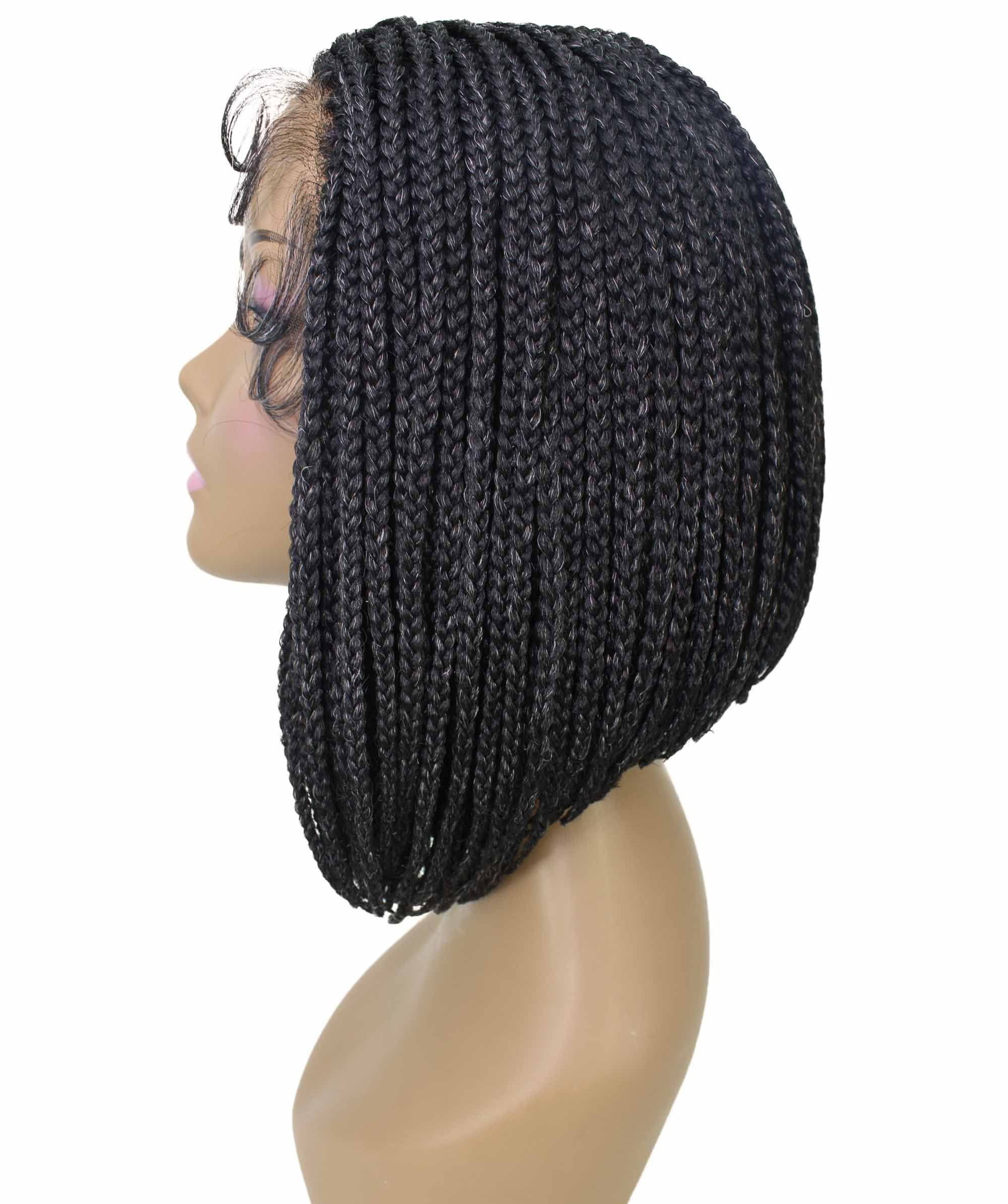 LUXLUXE Jayla Straight Braided 12 in Long Braided Wig, Beauty Heat Resistant Fiber ( Salt and Pepper Grey)