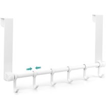 Over The Door Hooks Door Hanger, NOGIS Moving 6-Hooks Over Door Coat Rack for Hanging, Aluminum Heavy Duty Door Organizer for Towel Robe Hat Bag, Behind Back of Door Bathroom (White)