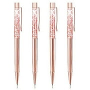 3 Pcs Rose Gold Ballpoint Pens Metal Pen Bling Dynamic Liquid Pieces Pen With Refills Black Ink Office Supplies Gift Pens For Christmas Wedding Birthday