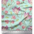 thumbnail image 1 of Soimoi Green Moss Georgette Fabric Leaves & Magnolia Floral Decor Fabric Printed Yard 42 Inch Wide, 1 of 3