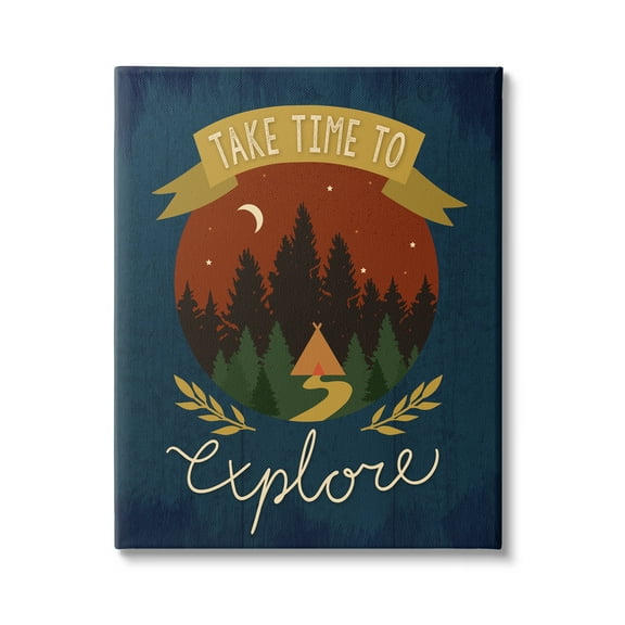 Stupell Industries Time To Explore Woodland Adventure Nighttime Scene Graphic Art Gallery Wrapped Canvas Print Wall Art, Design by Louise Allen