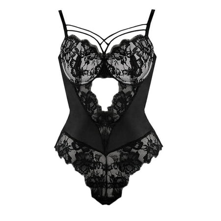 Women s Lingerie Crotchless 1 Piece Lingerie Clothes for Women Sexy Lace Lingerie L