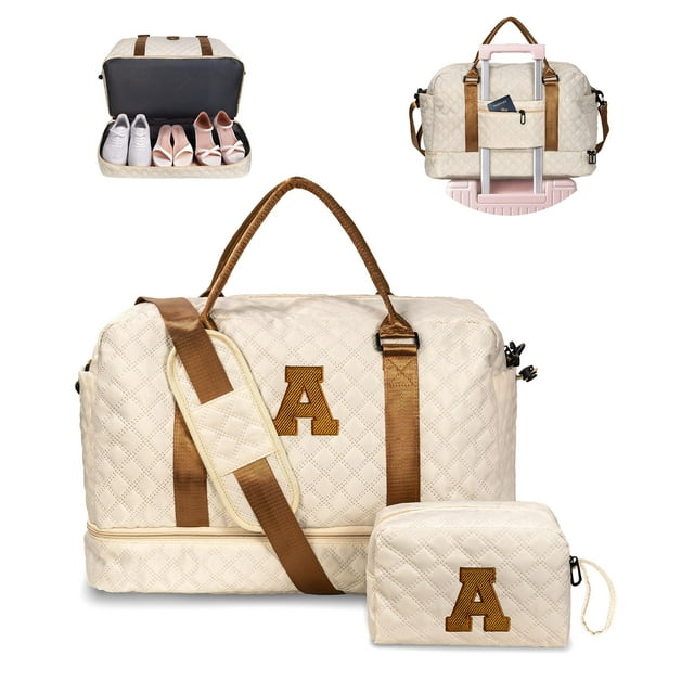 Bolsa de viaje personalizada con letras Vogewood para fin de semana y paquete de zapatos