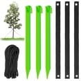 thumbnail image 1 of JTWEEN 3Pcs Tree Stake Kit Support for Leaning Tree 12inch Young Tree Staking Anchor Kits with Stakes Tree Straps Rope Sapling Tree Stake Support Reusable Garden Tree Stake for Garden Plant Fix, 1 of 10