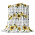 thumbnail image 6 of Sunflower Blanket Soft Cozy Warm Throw Blanket for Couch, Plush Fuzzy Flannel Fleece Blankets for Sofa, Botanical Floral Butterfly Bee Gray White Plaid Bed Blankets Lightweight Gifts for Men, 30"x40", 6 of 9