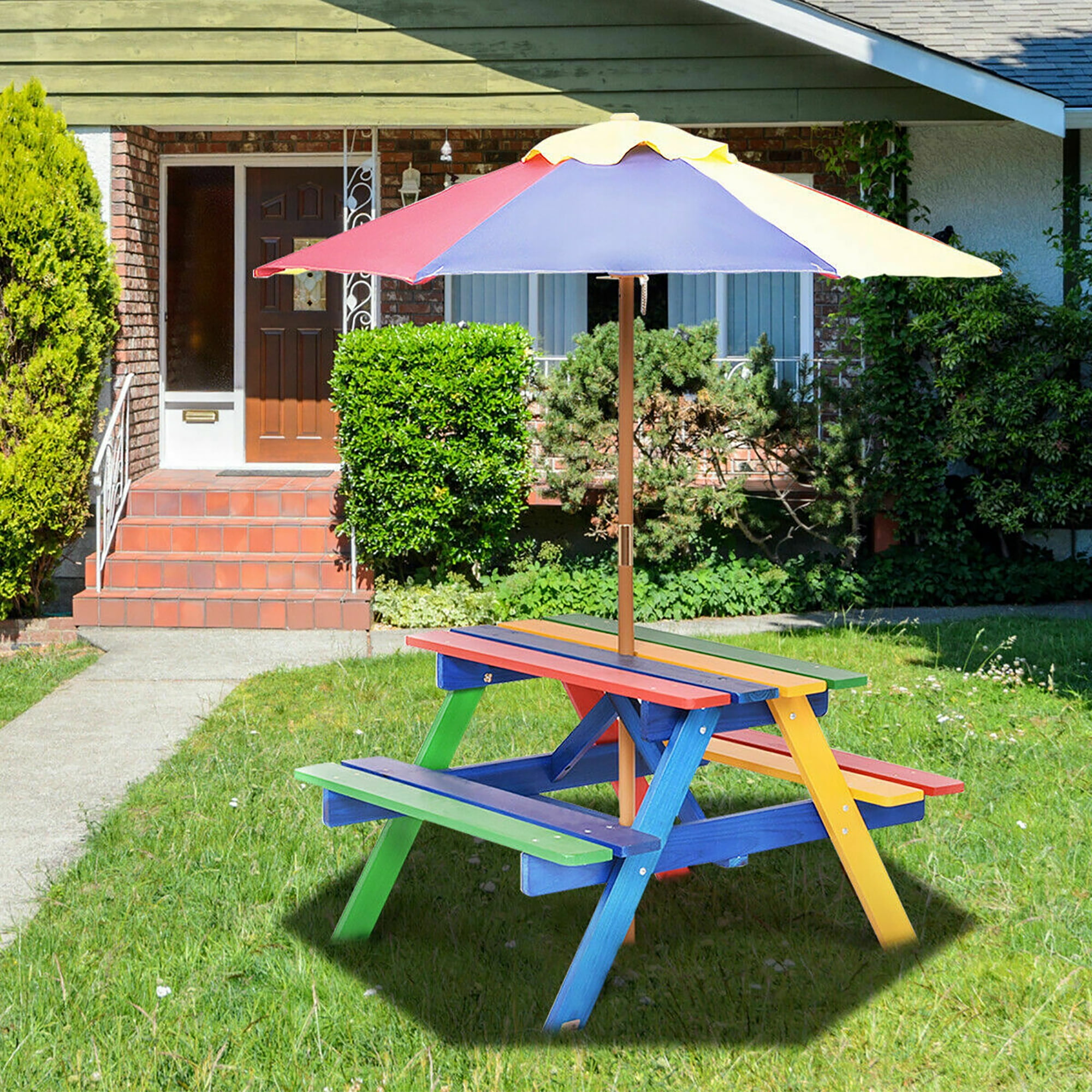 Costway Seat Kids Picnic Table w/Umbrella Garden Philippines Ubuy