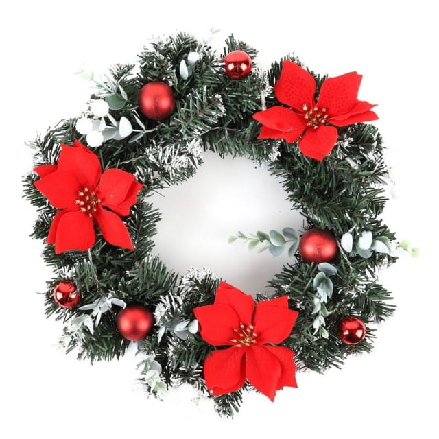 Christmas Wreath With Battery Powered LED Light String Front Door Hanging Garland Holiday Home Decorations