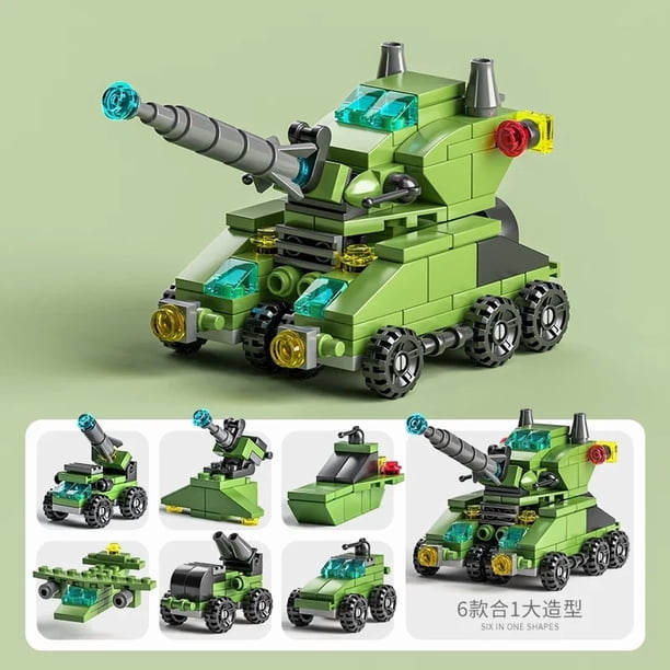 Bloques de construcción de automóviles City Fire para niños, camión de policía, grúa de ingeniería, tanque, juego de ladrillos de helicóptero, juguetes para niños, 6 en 1,no box 4