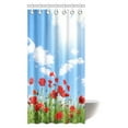 thumbnail image 1 of ABPHQTO Cortina de ducha de casa de campo, amapolas rojas en campo verde, decoración de baño de tela, conjunto de cortina de ducha con ganchos, 90x180 cm, 1 of 3